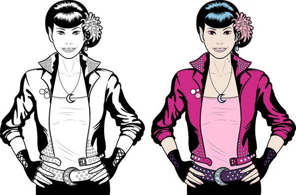 Asian Vampire Punk Rock girl Royalty Free Stock Illustrations
