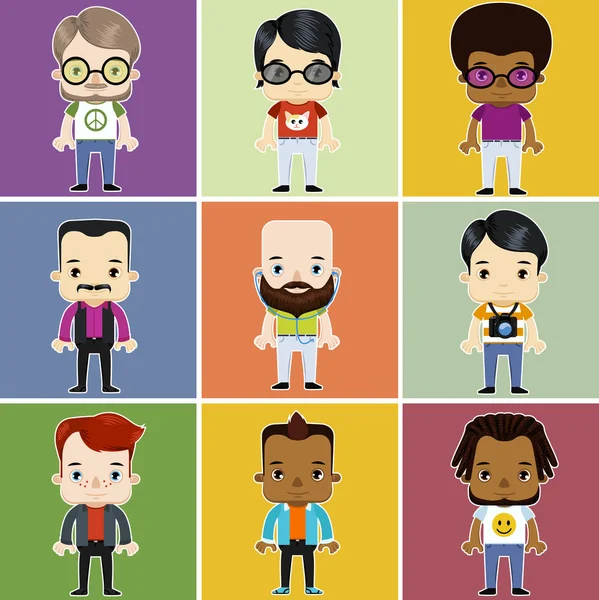 Männliche Hipster Avatar Set — Stockvektor