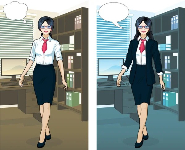 Ofis iç Asya iş kadını — Stok Vektör