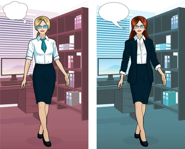 Caucasian Businesswoman in office interior — Stock Vector