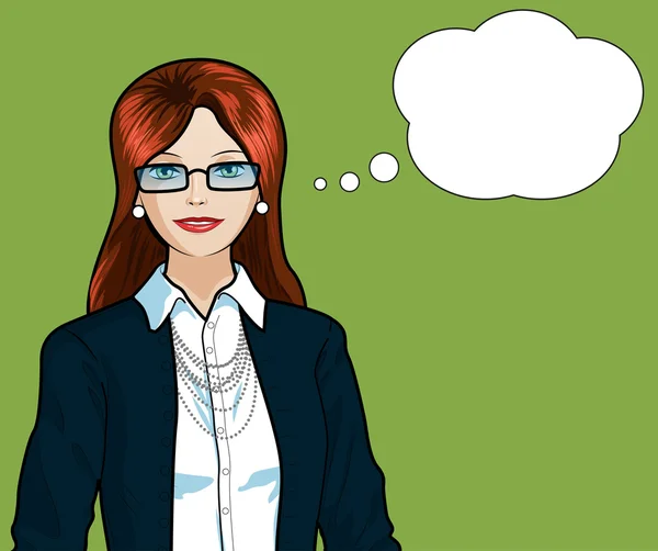 Caucásico Businesswoman pop art comic — Vector de stock