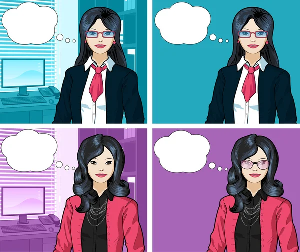 Asian Businesswoman pop art comic — Stock Vector