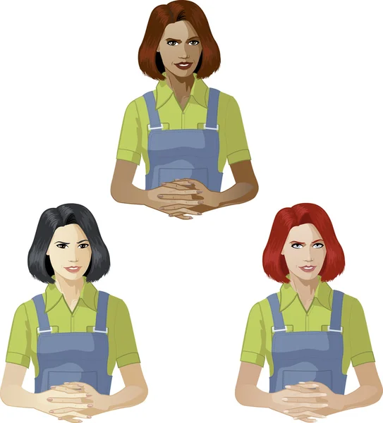 Mujer en trabajador experto en apoyo uniforme — Archivo Imágenes Vectoriales