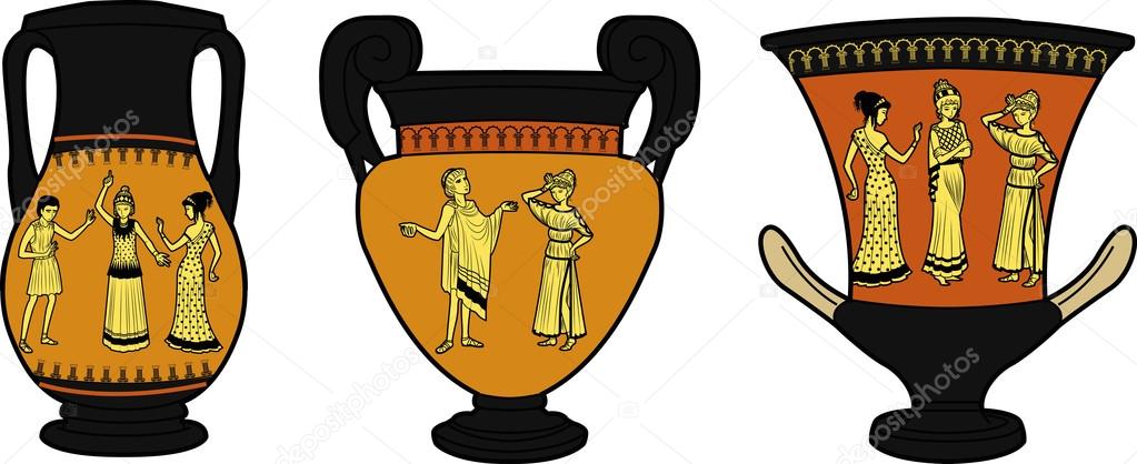 Ancient Greek utensil three vases