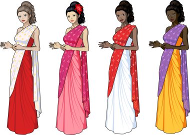 Beautiful woman in indian dress sari clipart