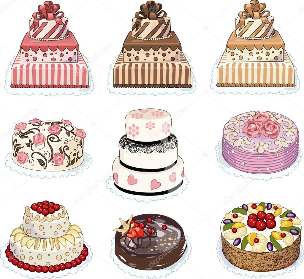 Set of nine cakes