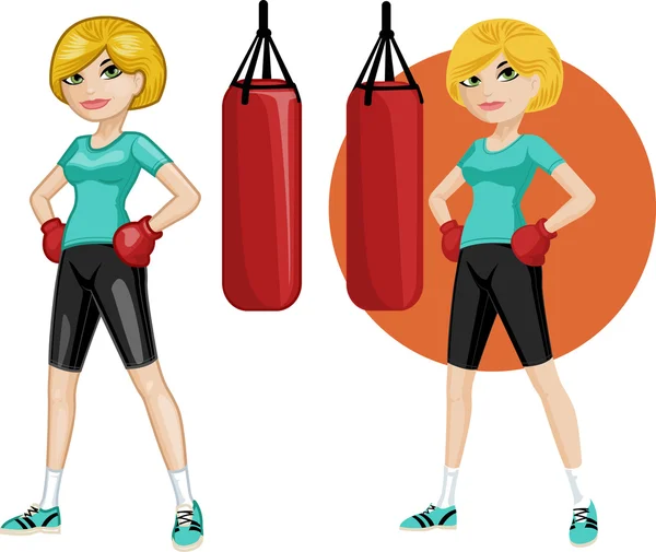 Cute young Caucasian woman boxer — Stock Vector