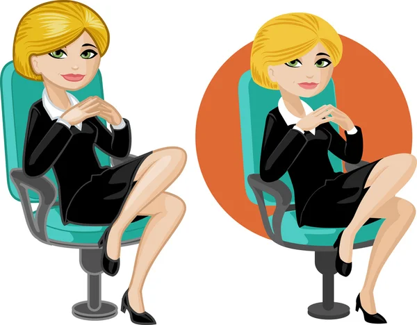 Cute young Caucasian office woman on chair — Stock Vector