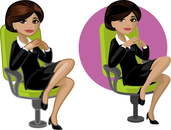 Linda joven indonesia oficina mujer en silla — Vector de stock