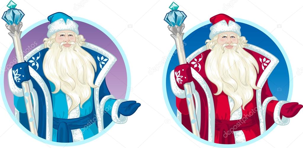 Russian Christmas Character Father Frost cartoon set