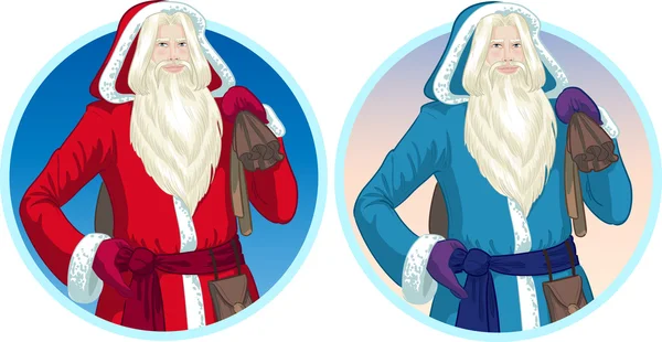 Christmas Characters Father Frost and Pere Noel cartoon set — Stock Vector