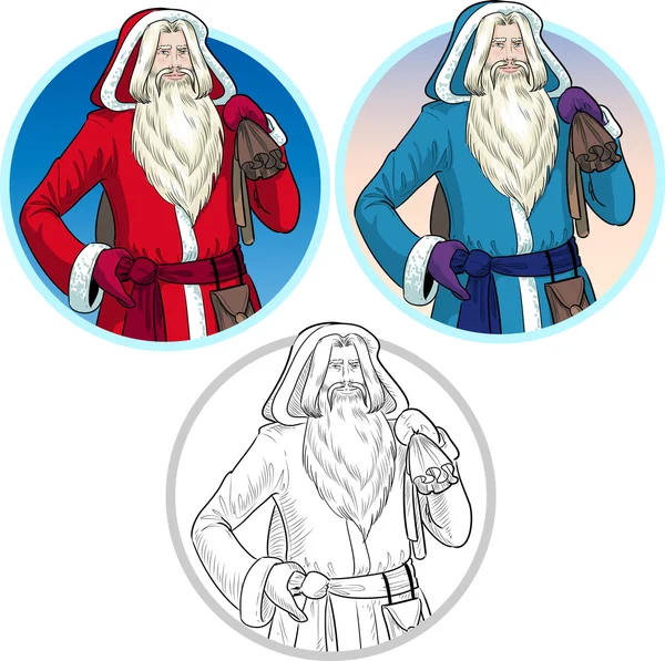 Personagens de Natal Father Frost e Pere Noel conjunto —  Vetores de Stock