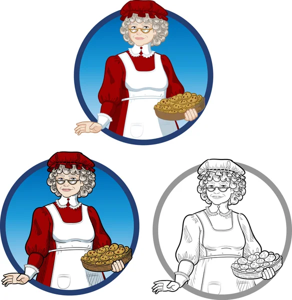 Signora Santa Claus Madre Natale personaggio illustrazione — Vettoriale Stock