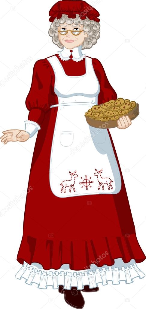 Mrs Santa Claus Mother Christmas character illustration