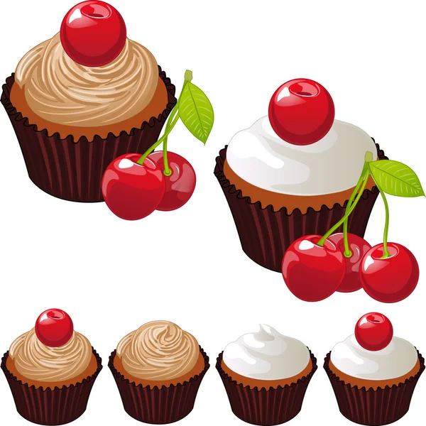 Cupcake med körsbär — Stock vektor