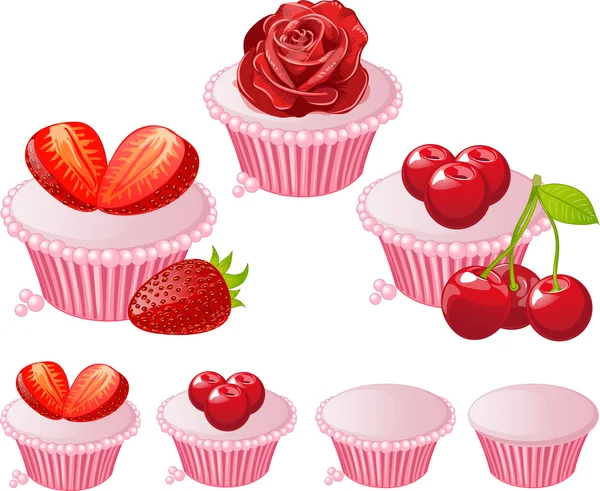 Rosa cupcake — Stock vektor