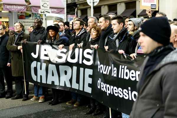 LYON, FRANCE - 11 JANVIER 2015 : Manifestation contre le terrorisme — Photo