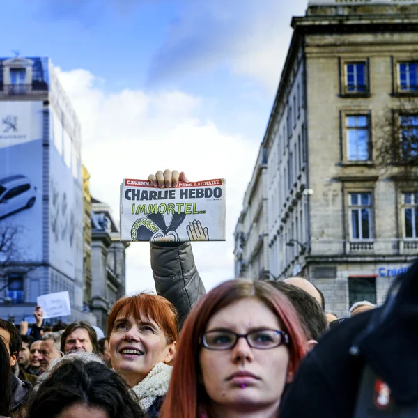LYON, FRANCIA - 11 GENNAIO 2015: protesta antiterrorismo — Foto Stock