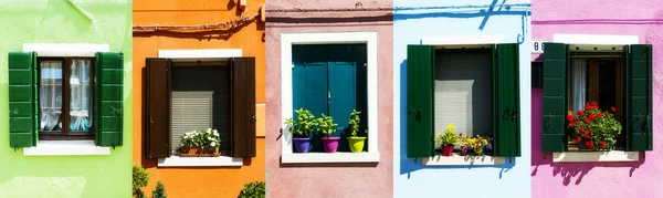 Collage di finestre rustiche italiane — Foto Stock