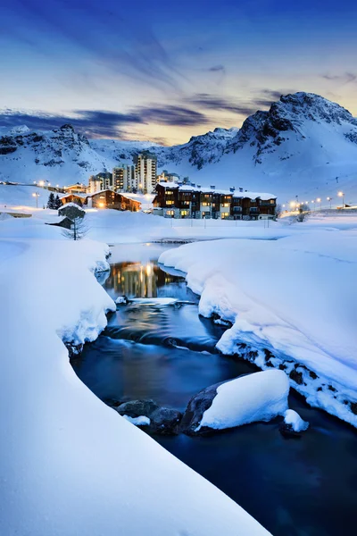 Tignes, Alpy, Francjallandscape i ski resort w Francuskie Alpy, tignes, le clavet, tarentaise, Francja — Zdjęcie stockowe
