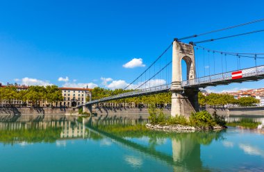 Eski Passerelle du üniversite köprü Lyon, Frangı Rhone Nehri üzerinde