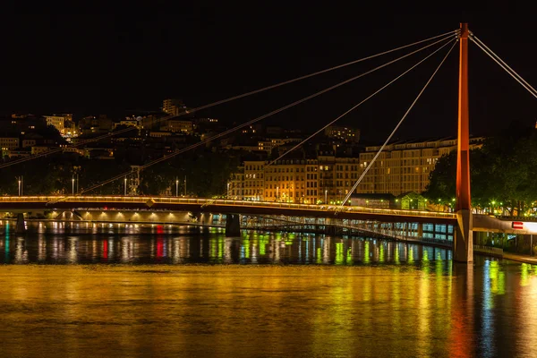 Cityscape of Lyon, France at night — Stock Photo, Image