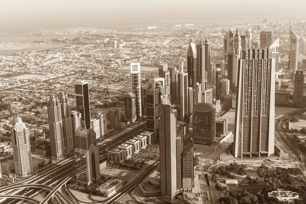 Dubai centrum morgon scen. — Stockfoto