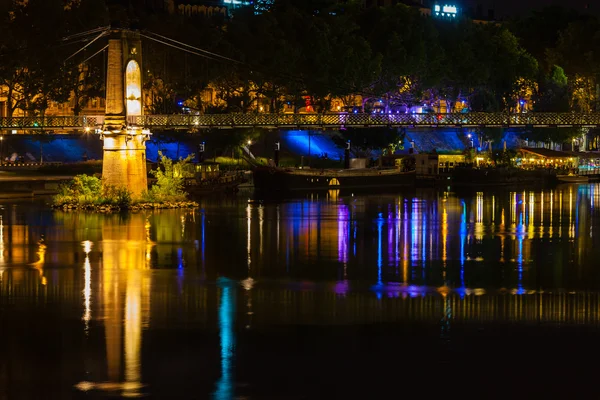 Rhone Nehri'nin Lyon üzerinden köprü — Stok fotoğraf