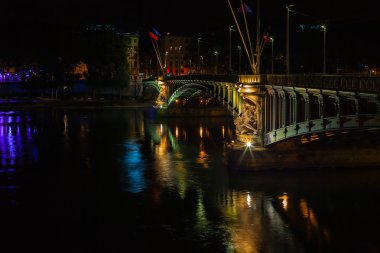 Lyon, Fransa Cityscape geceleri
