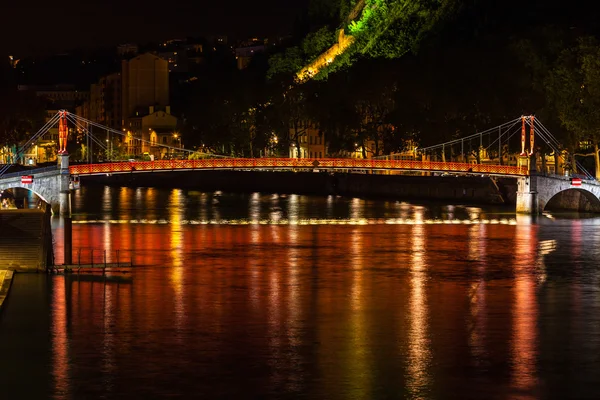 Cityscape of Lyon, France at night — Stock Photo, Image