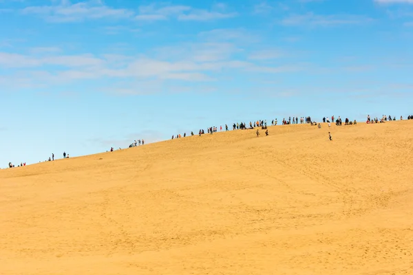 Personas que visitan la duna de arena más alta —  Fotos de Stock