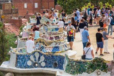 Turist Park Guell, Barcelona, İspanya