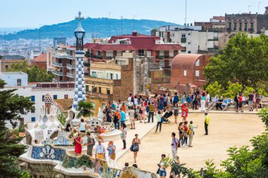 Turist Park Guell, Barcelona, İspanya