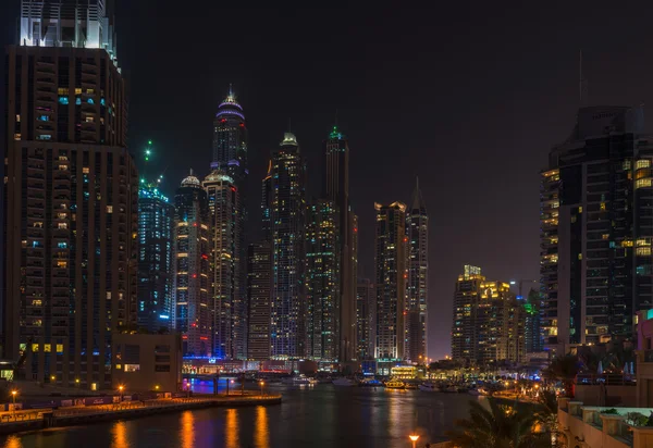 두바이 마리나의 야경 — 스톡 사진