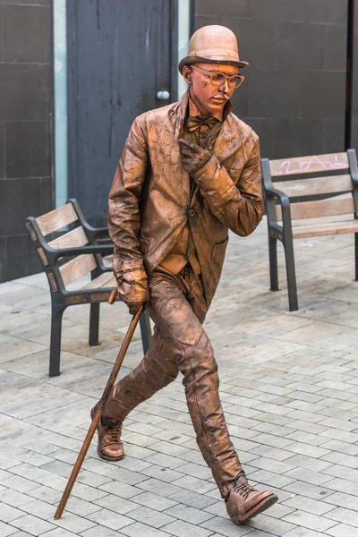 Estatua viva en la calle de Barcelona — Foto de Stock