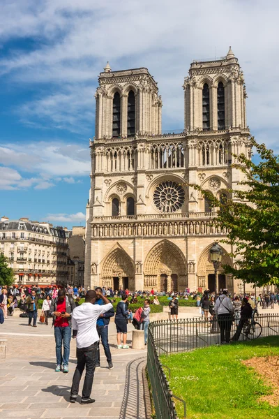 Tourists at Notre Dame in Paris — Stock Photo, Image