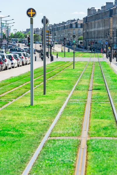 Tram line in Bordeaux — Stock Photo, Image