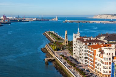 El Abra bay and Getxo pier and seafront  clipart