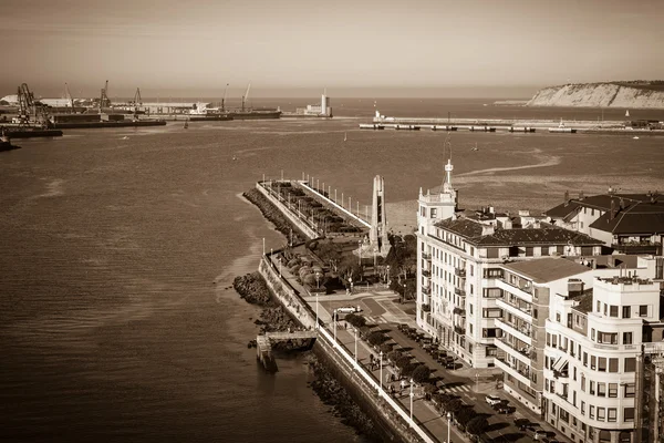 Baía de El Abra e cais Getxo e beira-mar, Espanha — Fotografia de Stock