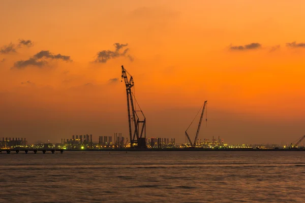 Coucher de soleil au port de Dubaï — Photo