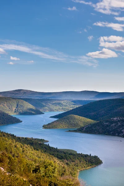 A légi felvétel a Krka folyó — Stock Fotó