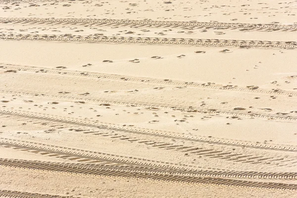 Vestígios de carros na areia — Fotografia de Stock