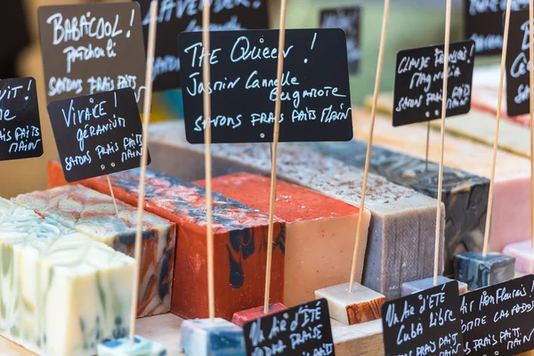 Handmade soap in a beauty shop — Stock Photo, Image