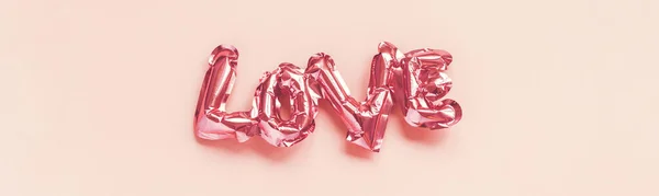 Valentines Day Creative Concept Inflatable Pink Glossy Foil Balloon Shaped — Stock Photo, Image