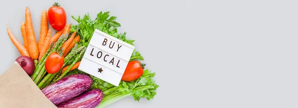 Fresh Organic Vegetables Eco Craft Paper Shopping Bag Text Buy — Stock Photo, Image