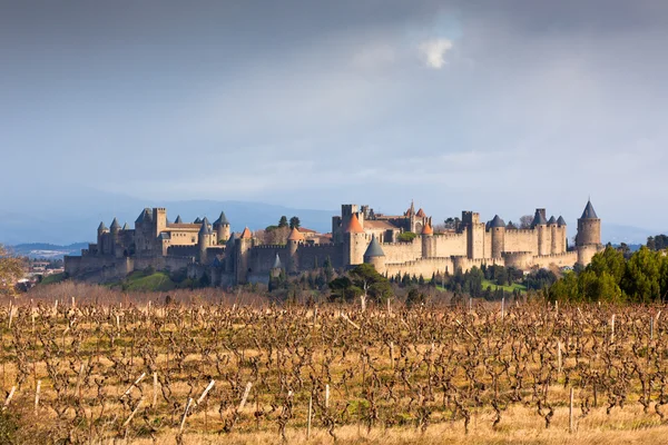 Visa Carcassonne slottet i Languedoc-Rosellon (Frankrike) — Stockfoto