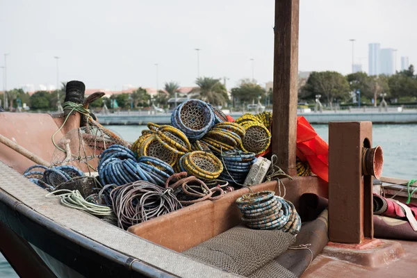 Old fishing boat with nets — Stock Photo, Image