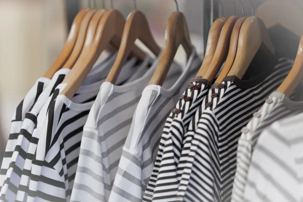 Striped Female Pullovers in a Clothing Store — Stock Photo, Image