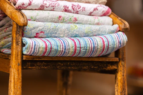 Handmade blankets pile — Stock Photo, Image