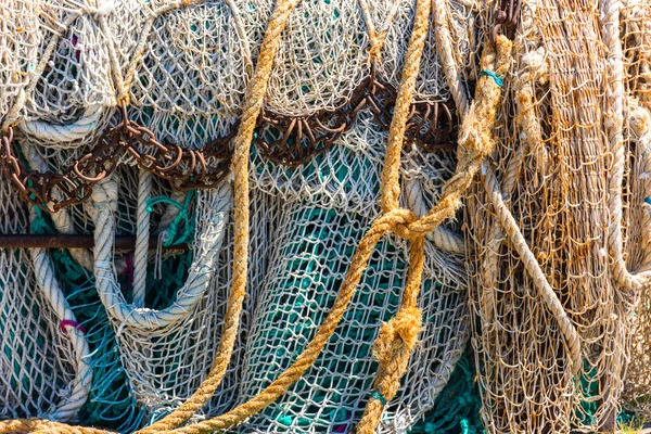 Old color fishing nets and ropes — Stock Photo, Image
